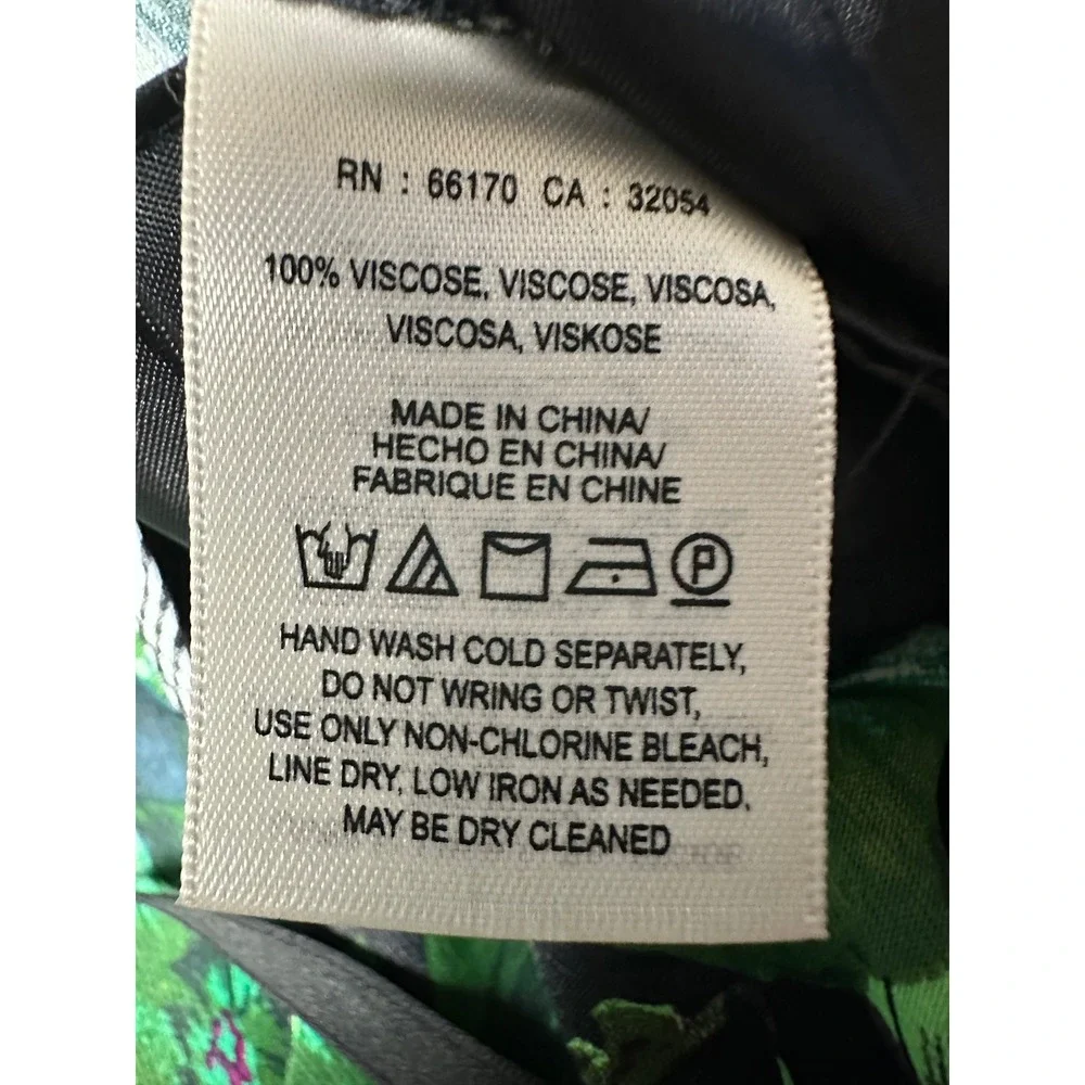 Anthropologie Elevenses Floral Wide Leg Satin Pants 8 Black Green Boho Chic - Picture 7 of 11